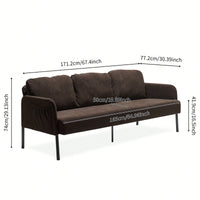 Modern Brown Polyester 3 Seater Sofa For Small Spaces Comfy Upholstered Couch For Living Room Bedroom Office Apartment