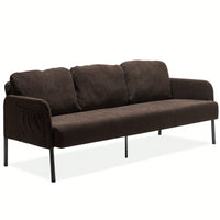 Modern Brown Polyester 3 Seater Sofa For Small Spaces Comfy Upholstered Couch For Living Room Bedroom Office Apartment