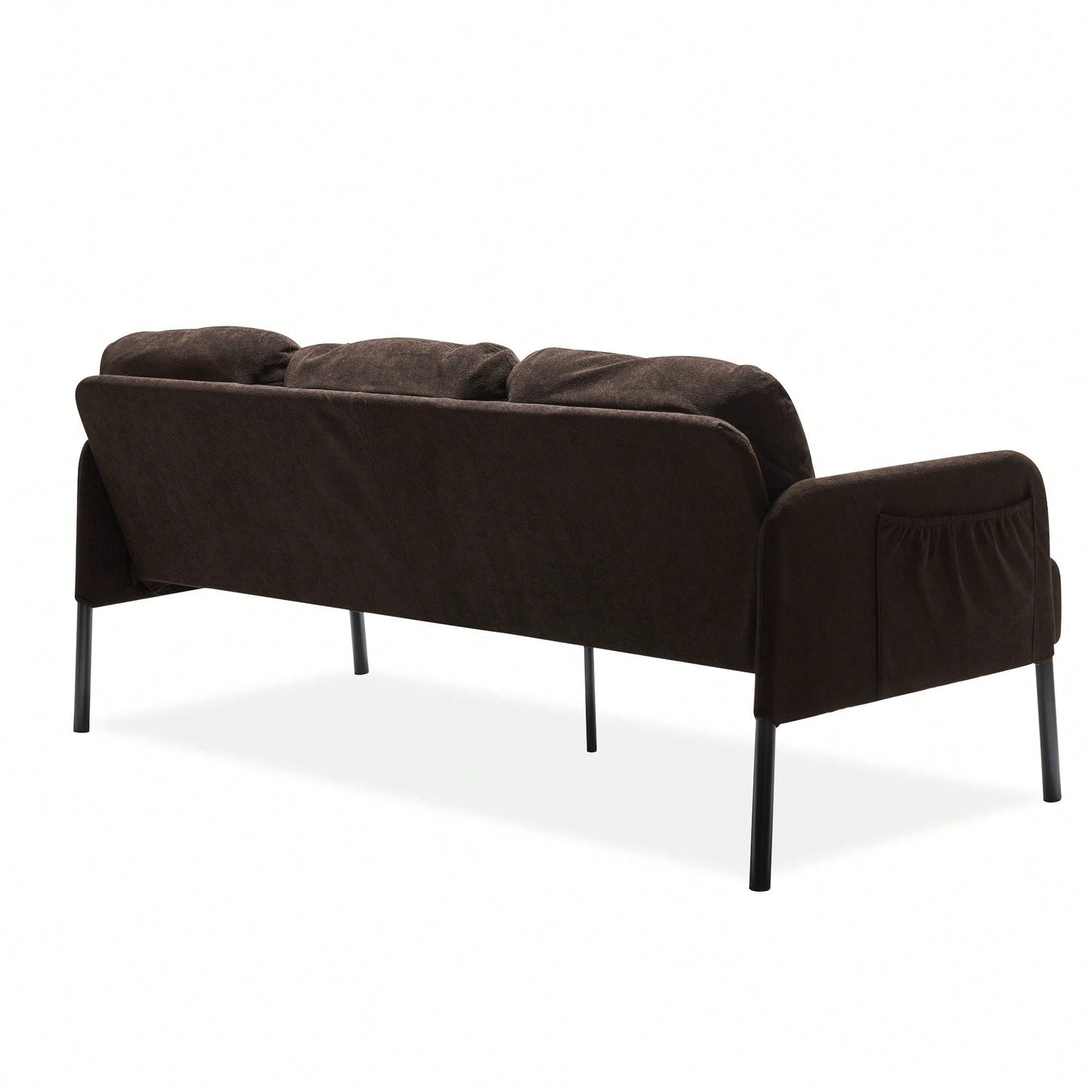 Modern Brown Polyester 3 Seater Sofa For Small Spaces Comfy Upholstered Couch For Living Room Bedroom Office Apartment