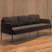 Modern Brown Polyester 3 Seater Sofa For Small Spaces Comfy Upholstered Couch For Living Room Bedroom Office Apartment