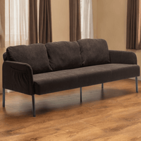 Modern Brown Polyester 3 Seater Sofa For Small Spaces Comfy Upholstered Couch For Living Room Bedroom Office Apartment