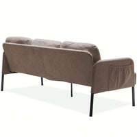 Modern Brown Polyester 3 Seater Sofa For Small Spaces Comfy Upholstered Couch For Living Room Bedroom Office Apartment