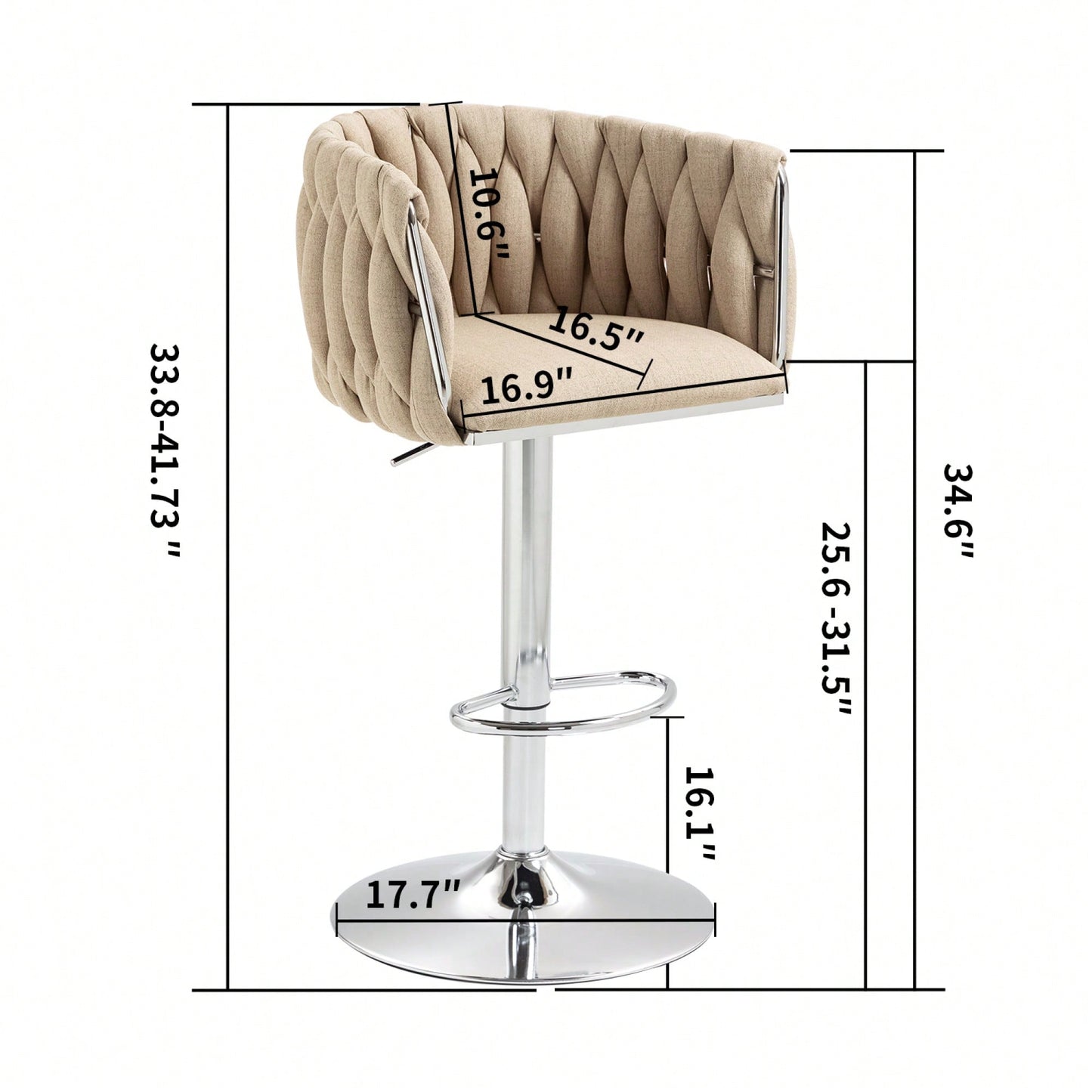 Adjustable 360° Swivel Bar Stools Set Of 2 With Woven Back And Footrest For Kitchen Island Cafe Pub Yellow