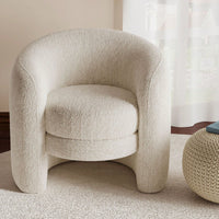 Cozy Boucle Accent Chair With Curved Back Plush Seating For Living Room Reading Room Or Bedroom In Dark Gray