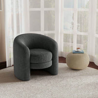 Cozy Boucle Accent Chair With Curved Back Plush Seating For Living Room Reading Room Or Bedroom In Dark Gray