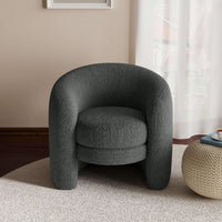 Cozy Boucle Accent Chair With Curved Back Plush Seating For Living Room Reading Room Or Bedroom In Dark Gray