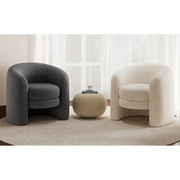 Cozy Boucle Accent Chair With Curved Back Plush Seating For Living Room Reading Room Or Bedroom In Dark Gray