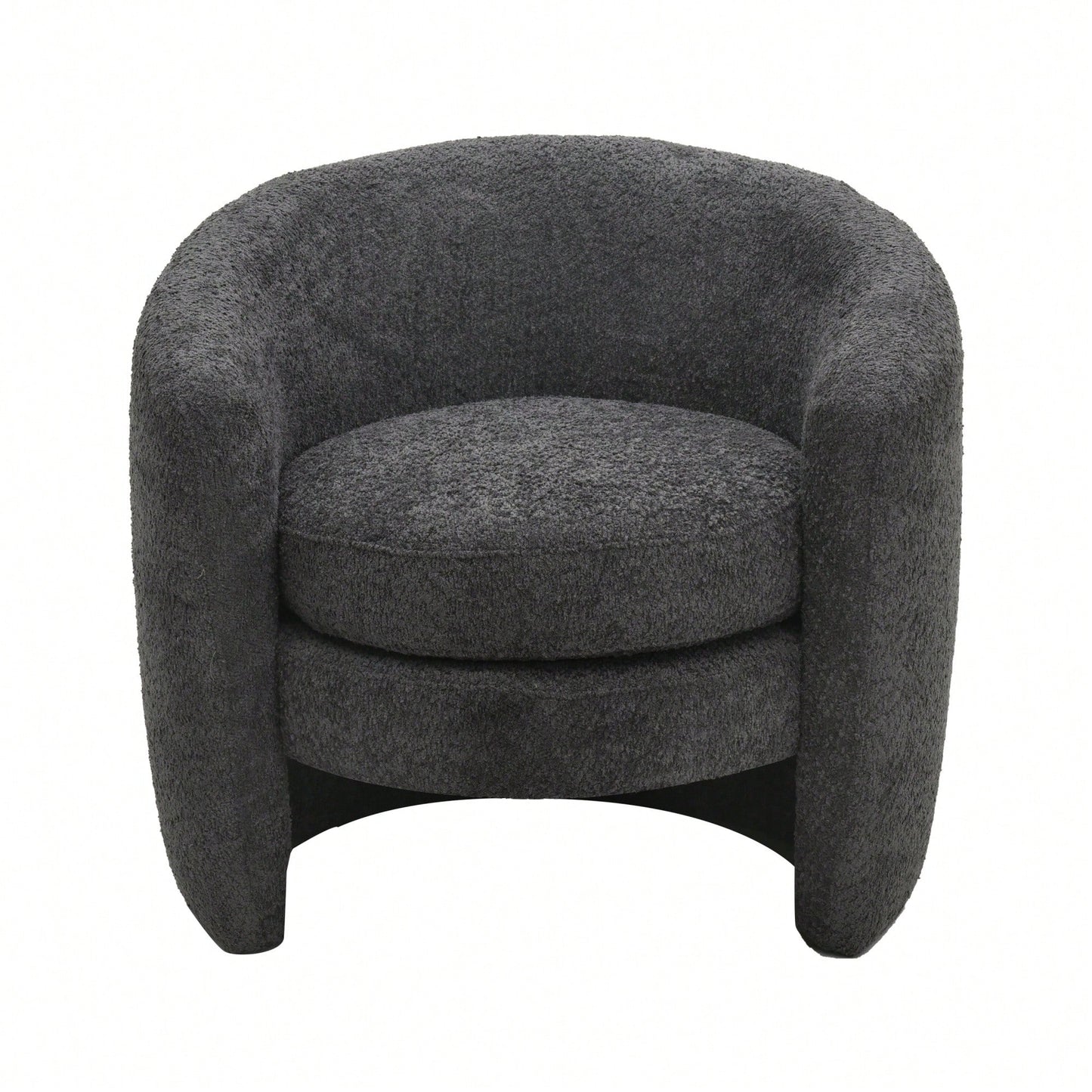 Cozy Boucle Accent Chair With Curved Back Plush Seating For Living Room Reading Room Or Bedroom In Dark Gray