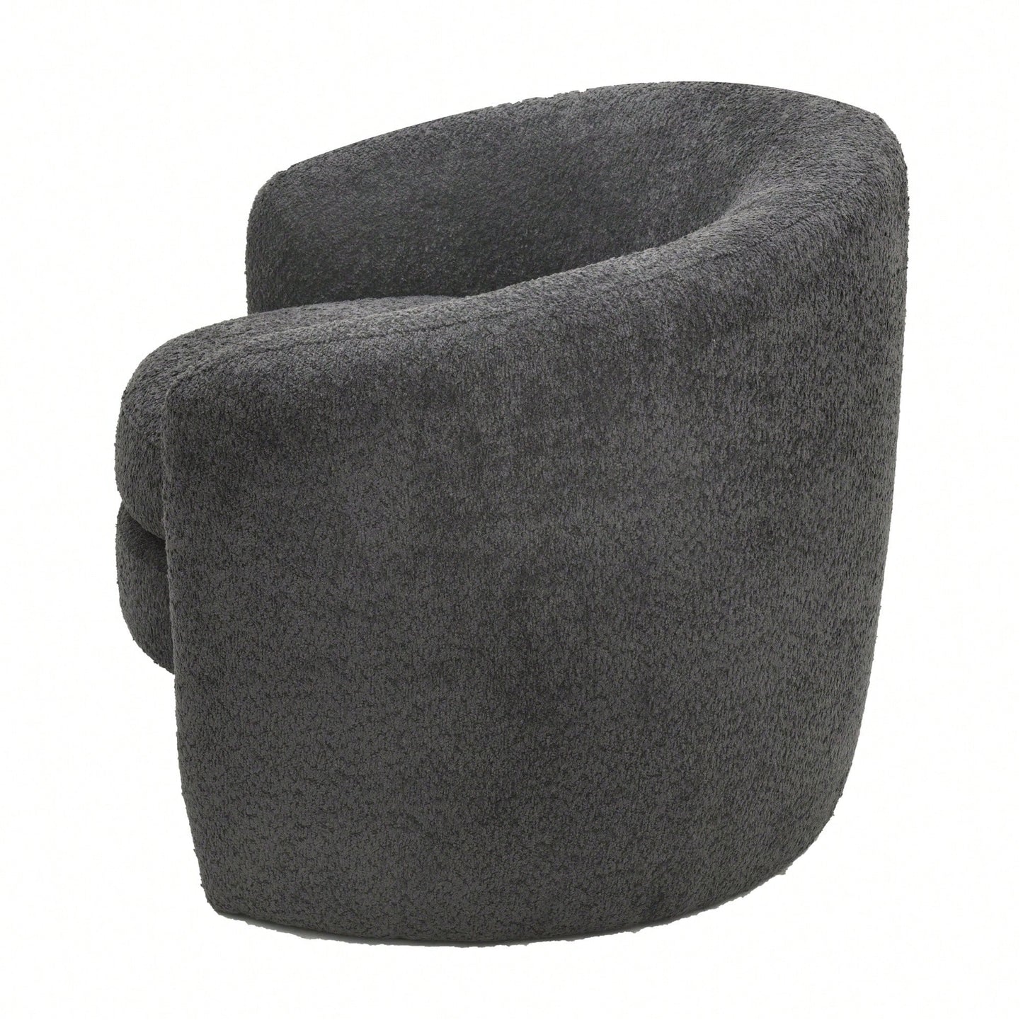 Cozy Boucle Accent Chair With Curved Back Plush Seating For Living Room Reading Room Or Bedroom In Dark Gray