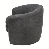 Cozy Boucle Accent Chair With Curved Back Plush Seating For Living Room Reading Room Or Bedroom In Dark Gray