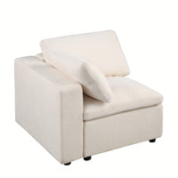 Chenille Left Facing Armchair Modular Sectional Sofa Set For Stylish Living Rooms Beige