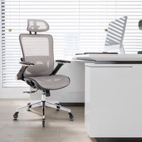 Ergonomic High Back Mesh Office Chair with Adjustable Headrest, Flip-Up Arms, Lumbar Support, Tilt Lock, Chrome Legs