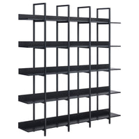 5 Tier Bookcase Home Office Open Bookshelf, Vintage Industrial Style Shelf With Metal Frame, MDF Board