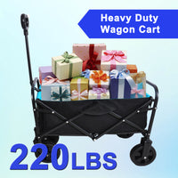 Mini Folding Wagon for Garden, Shopping, and Beach – Compact Collapsible Cart (Black & Blue)