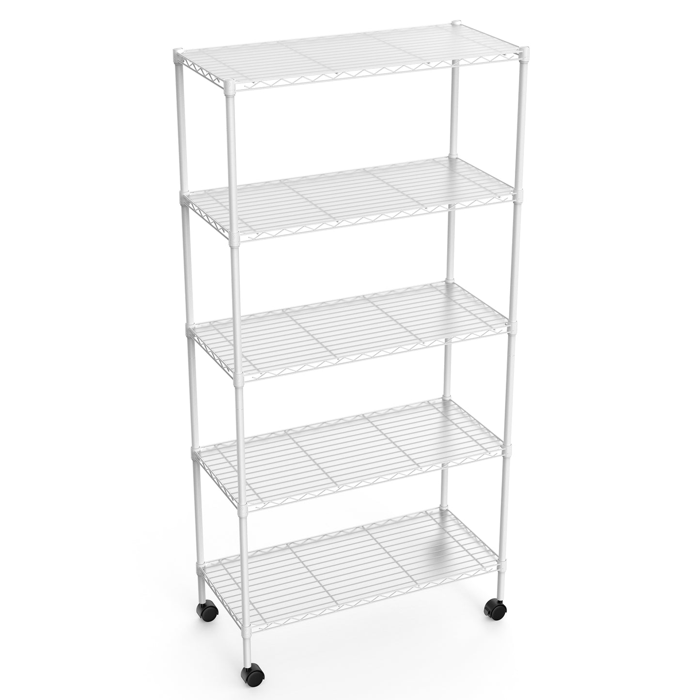 5 Tier Heavy Duty Wire Shelving Unit Adjustable Storage Shelves for Garage Kitchen Office Commercial Use White