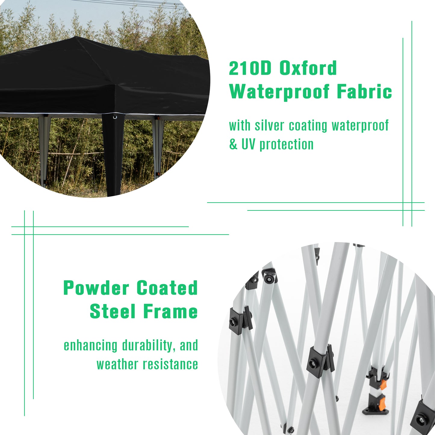 10x20 Pop Up Canopy Tent with 6 Sidewalls Waterproof Commercial Outdoor Shelter Adjustable Height with Carry Bag Sand Bags Black