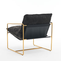 Dual Armchair Set in One Box Upholstered Hanging Chairs with Arm Pockets Metal Frame Dark Gray Crushed Foam Cushions for Living Room Bedroom