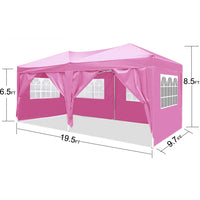 10'x20' EZ Pop Up Canopy Outdoor Portable Party Folding Tent with 6 Removable Sidewalls + Carry Bag + 4pcs Weight Bag