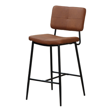 Bar Stools Set of 2 25 Inch High Back Upholstered Counter Chairs Heavy-Duty Steel Frame for Kitchen Breakfast Pub Bar Brown