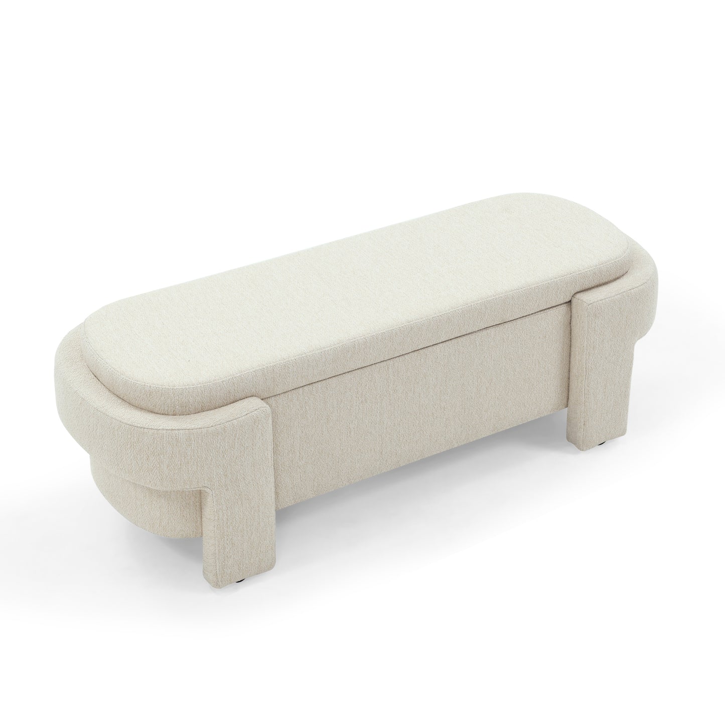 Linen Upholstered Storage Bench with Foam Padded Seat for Living Room Bedroom Entryway 51.5x20.5x17 250lbs Capacity