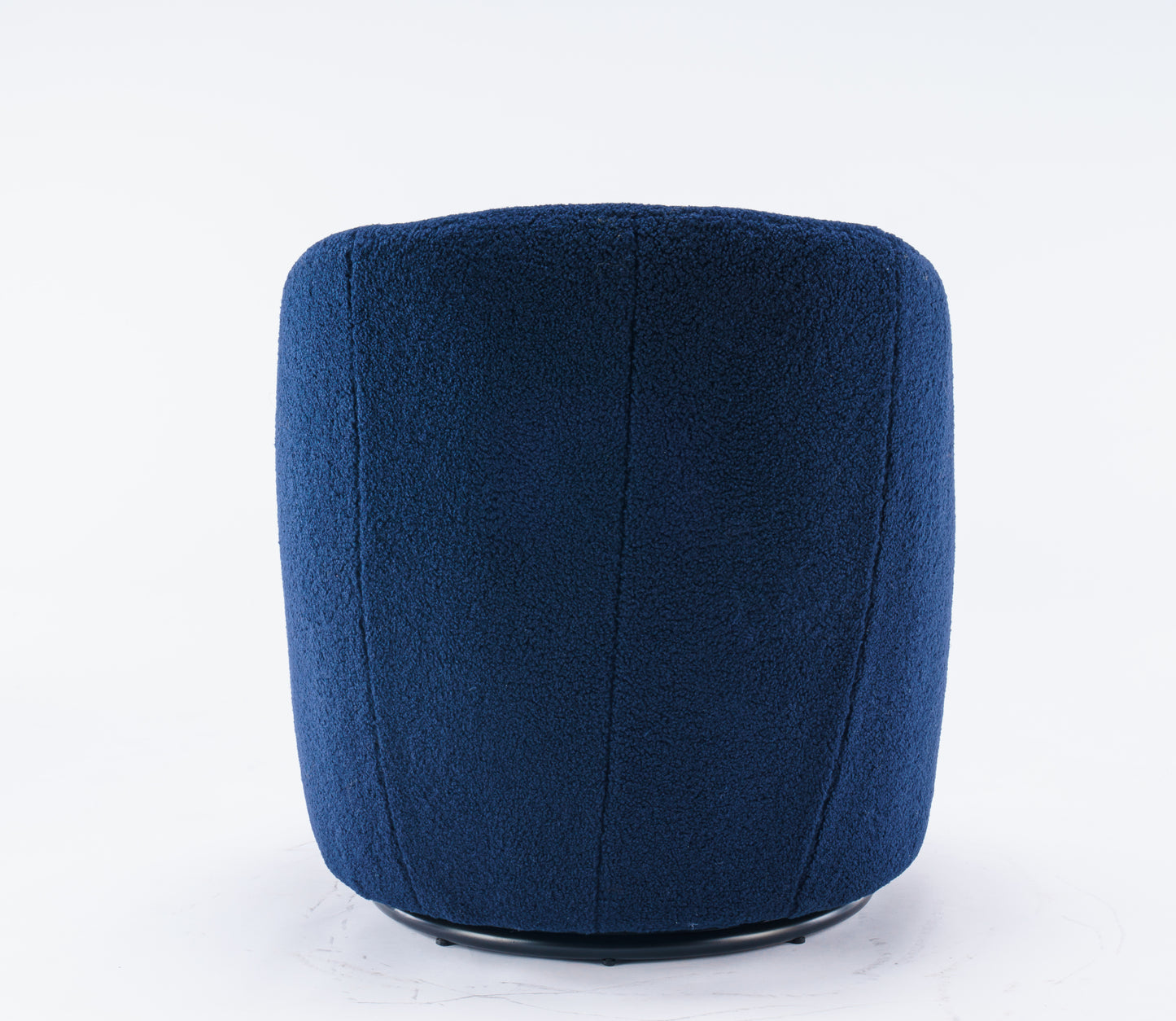 Teddy Fabric Swivel Accent Armchair Barrel Chair Dark Blue with Black Powder Coating Metal Ring