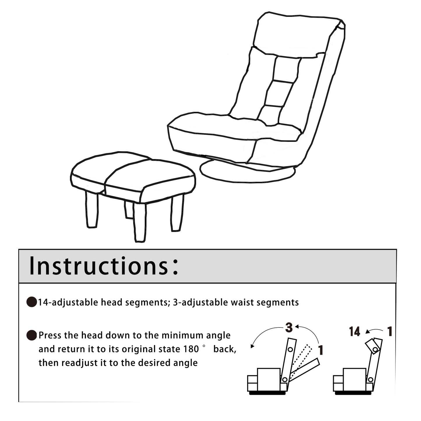 Reclining Sofa Chair Adjustable Floor Chair Tatami Lazy Sofa Multifunctional Folding Lounge Chair