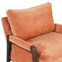 Mid-Century Modern Velvet Accent Chair Solid Wood Thick Cushion for Living Room Bedroom Studio Orange