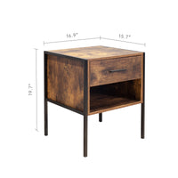 Set of 2 Industrial Style Nightstands Modern End Tables with Storage for Bedroom Living Room