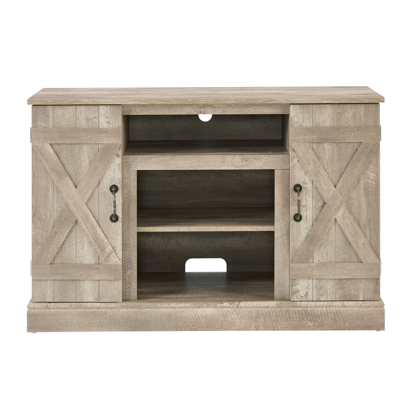 Farmhouse Classic Media TV Stand for TVs up to 50 inches with Open and Closed Storage Ashland Pine 47W 15.5D 30.75H