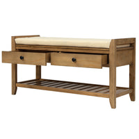 Multipurpose Entryway Storage Bench with Cushioned Seat and Drawers Old Pine Shoe Rack