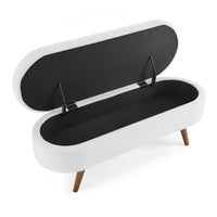 Ottoman Storage Bench with Rubber Wood Legs White 43.5x16x16 Stylish Furniture for Living Room Entryway Bedroom