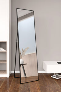 Wall-Mounted Full Length Mirror Black Alloy Frame Stylish Home Decor Perfect for Bedroom Living Room Entryway