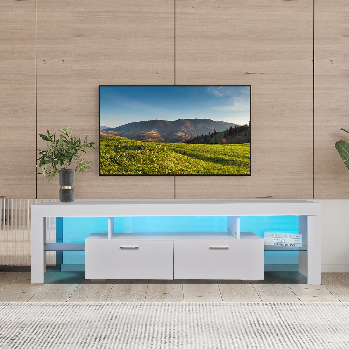 Modern TV Stand With Storage Entertainment Center With Drawer TV Cabinet For Up To 75 Inch For Gaming Living Room Bedroom