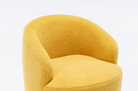 Teddy Fabric Swivel Accent Barrel Chair with Metal Ring Yellow Modern Design for Living Room