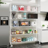 6 Tier Wire Shelving Unit Heavy Duty Adjustable Metal Garage Storage Shelves with Wheels 6000 LBS Capacity White