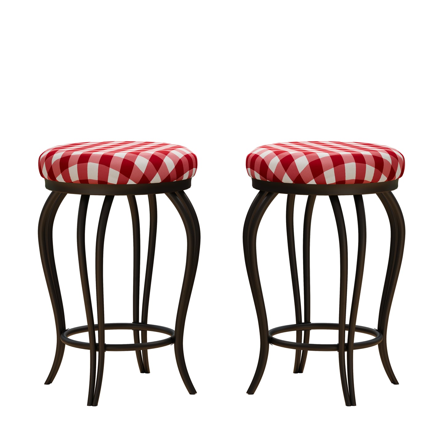 Set of 2 Counter Height Bar Stools 25.5 Inch Industrial Style Chairs with Footrest for Kitchen Dining Indoor Use