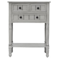 Narrow Console Table, Slim Sofa Table with Three Storage Drawers and Bottom Shelf for Living Room, Easy Assembly (Gray Wash)