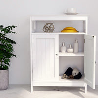Bathroom Storage Cabinet with Double Shutter Doors - White