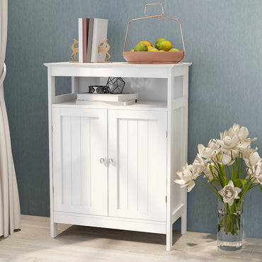 Bathroom Storage Cabinet with Double Shutter Doors - White