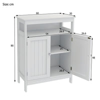 Bathroom Storage Cabinet with Double Shutter Doors - White