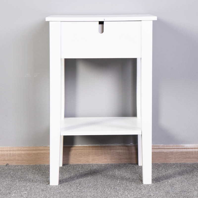 White Bathroom Floor-standing Storage Table with Drawer