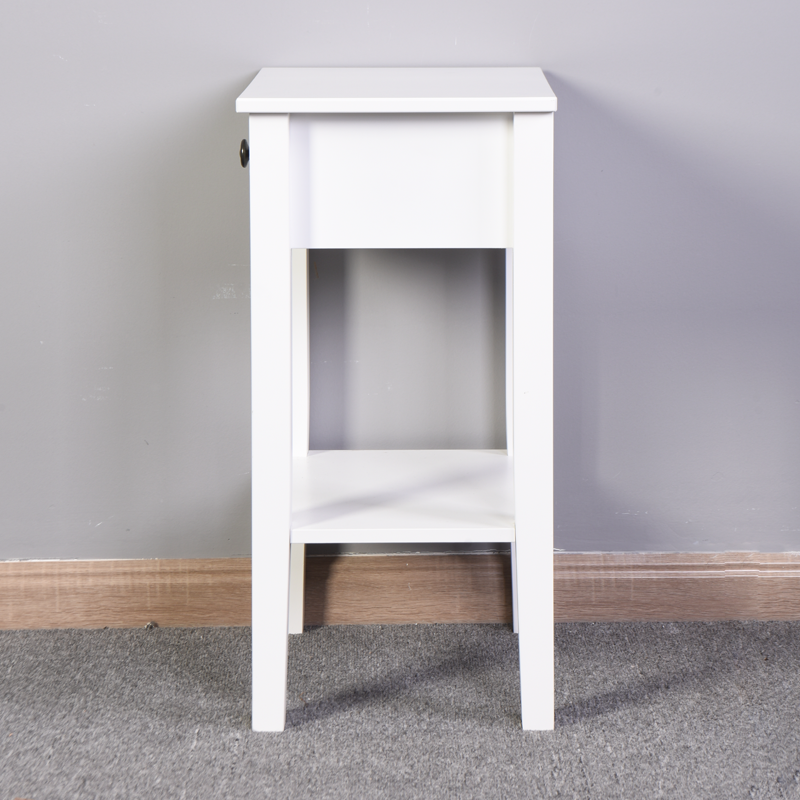 White Bathroom Floor-standing Storage Table with Drawer