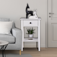 White Bathroom Floor-standing Storage Table with Drawer