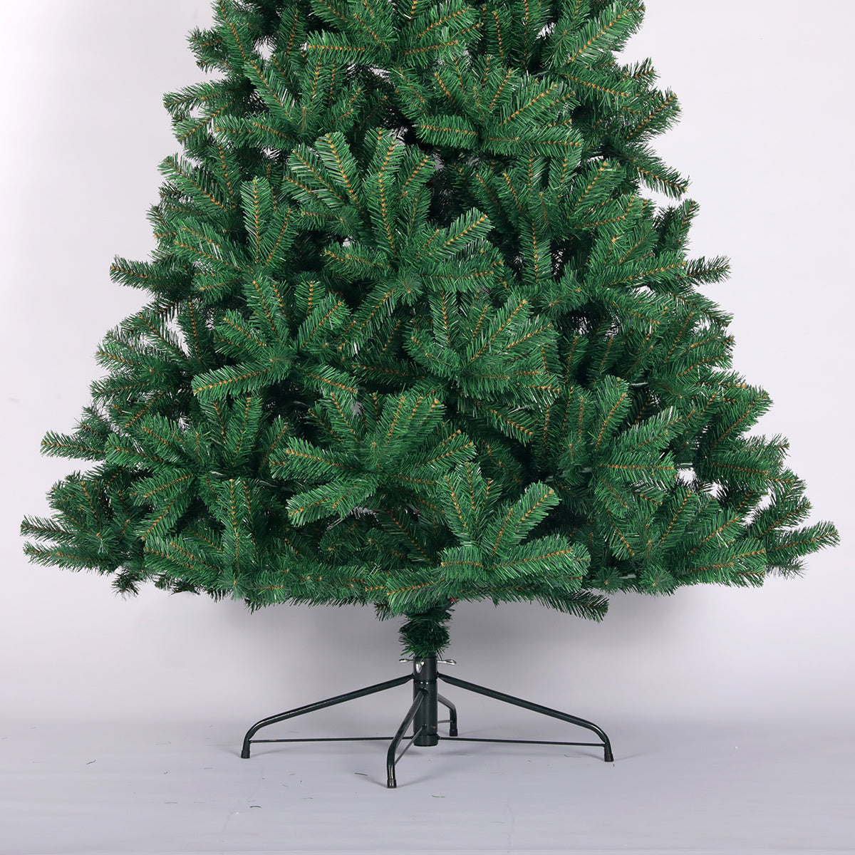 Artificial Christmas Tree 7.5ft Full Natural Spruce PVC Fir Tree Metal Stand Unlit Green