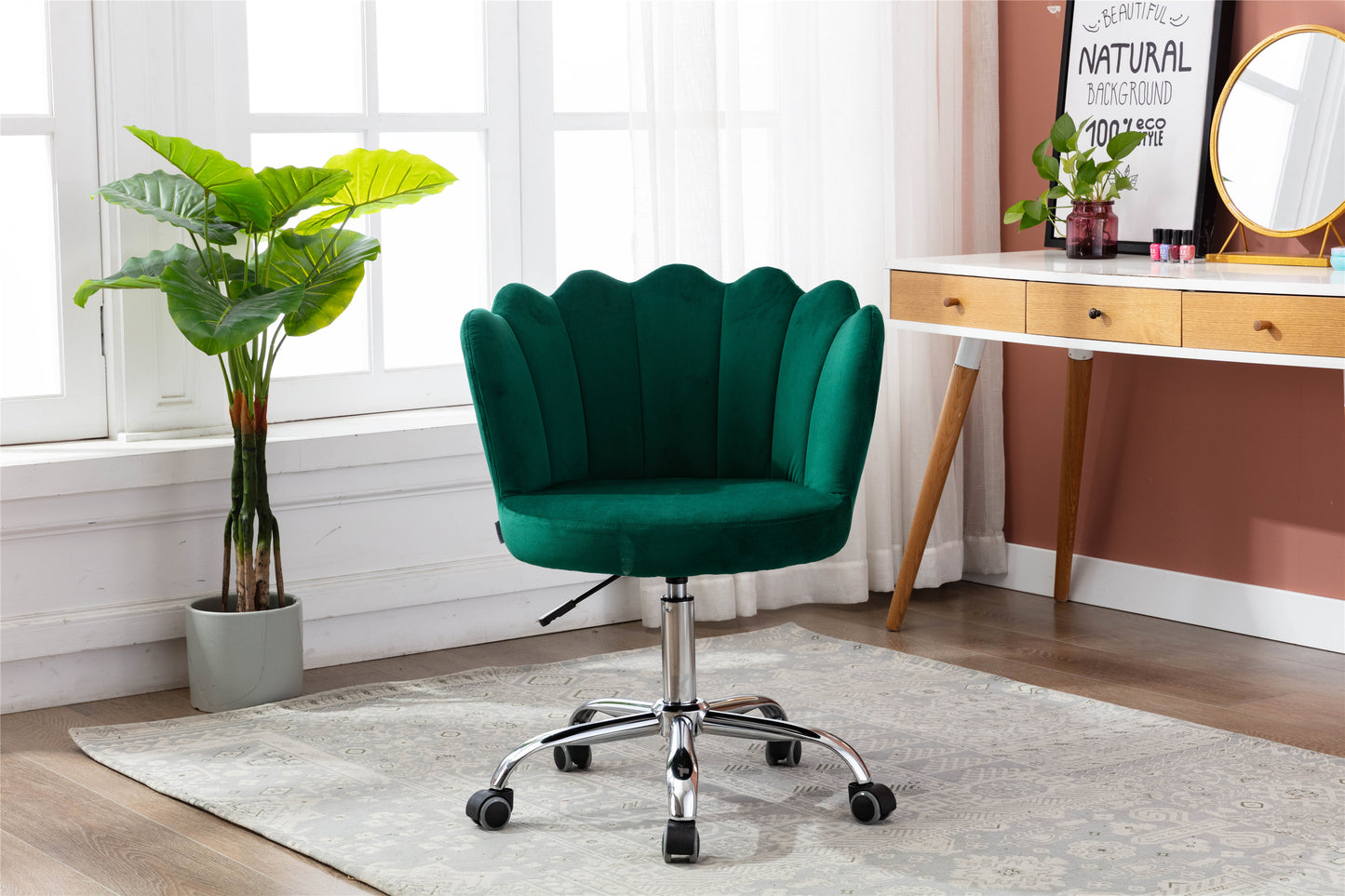 Velvet Home Office Chair with Silver Base