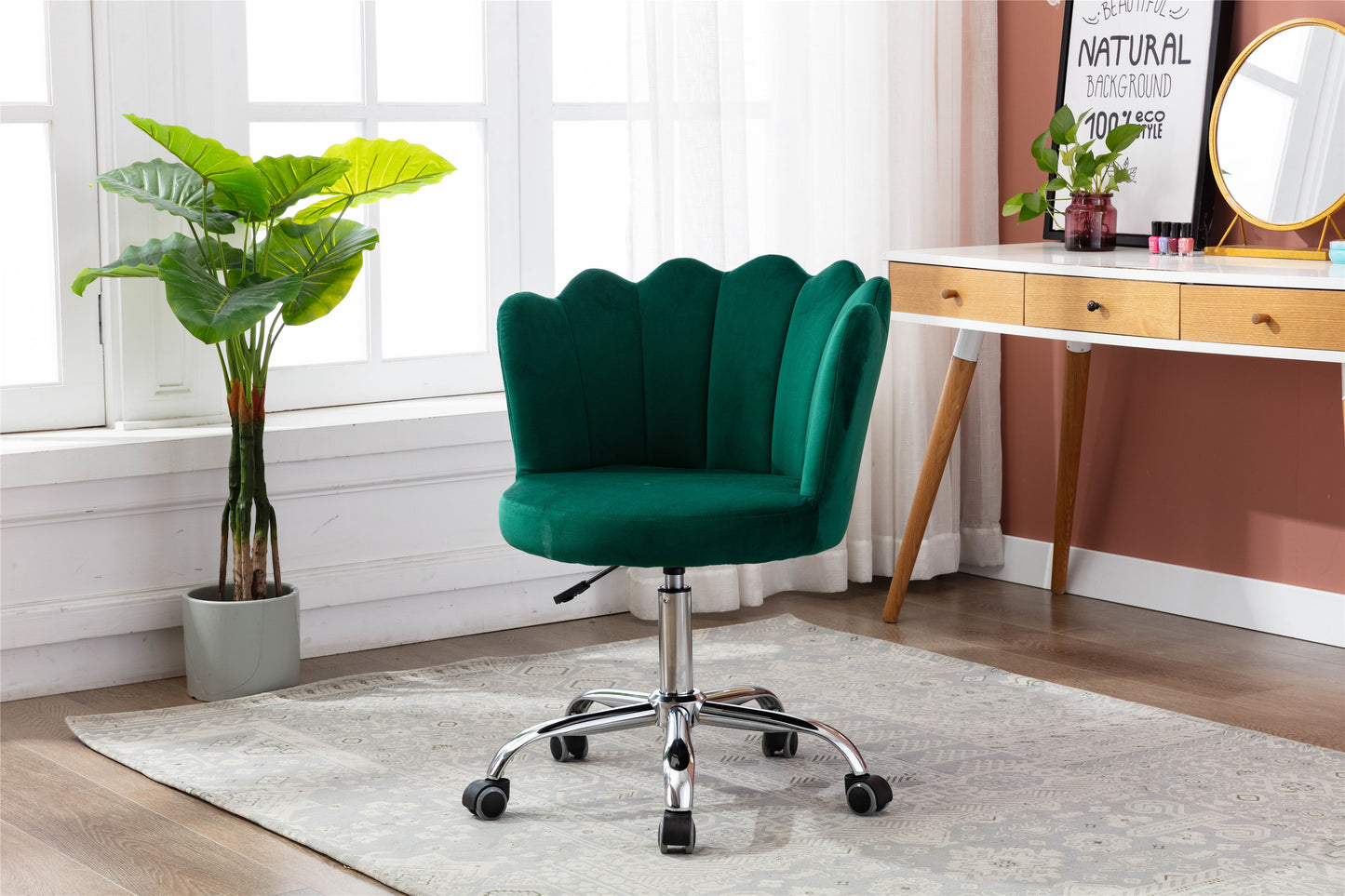 Velvet Home Office Chair with Silver Base