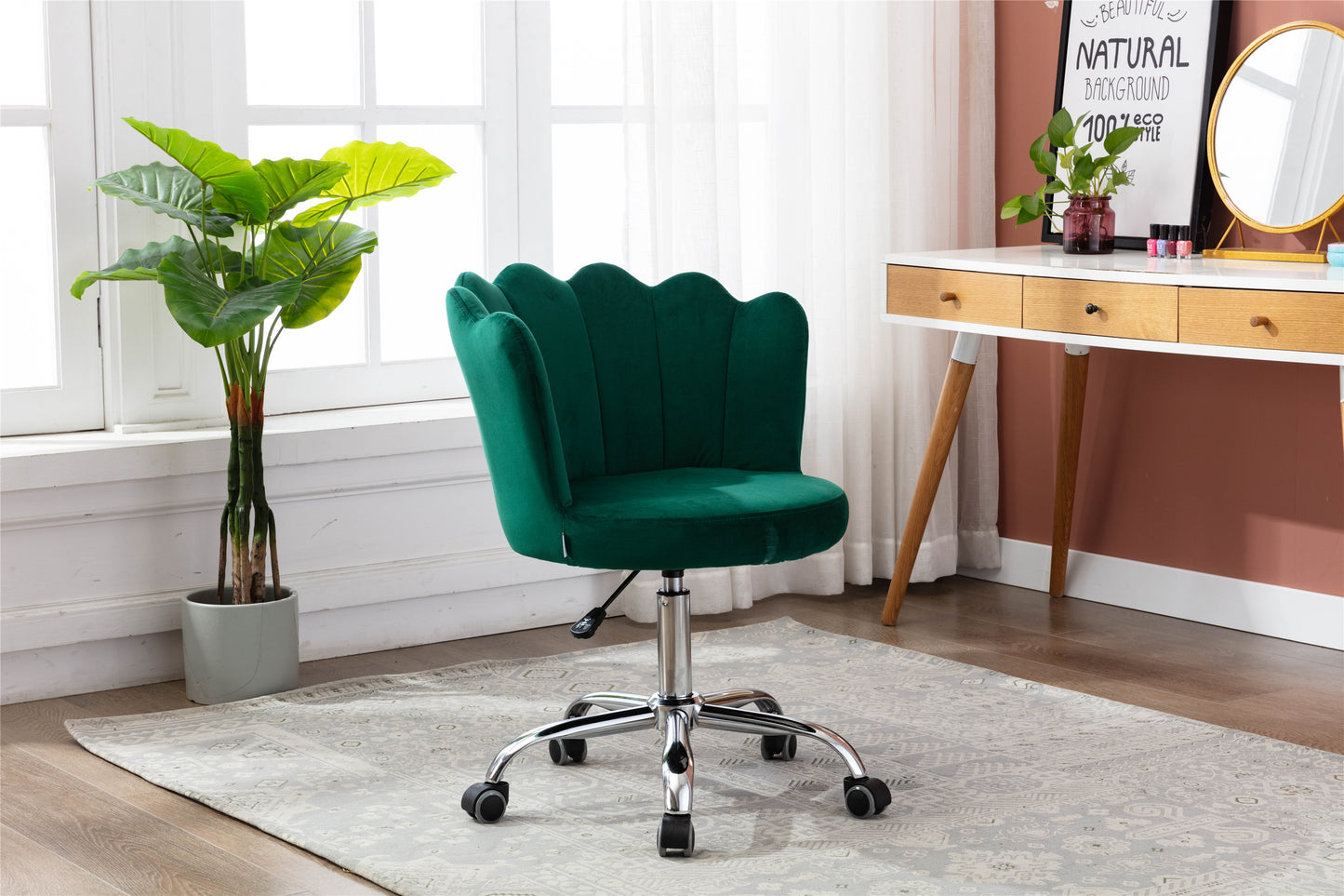 Velvet Home Office Chair with Silver Base