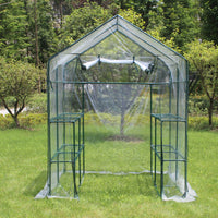 Walk-in Plant Gardening Greenhouse with 2 Tiers and 8 Shelves