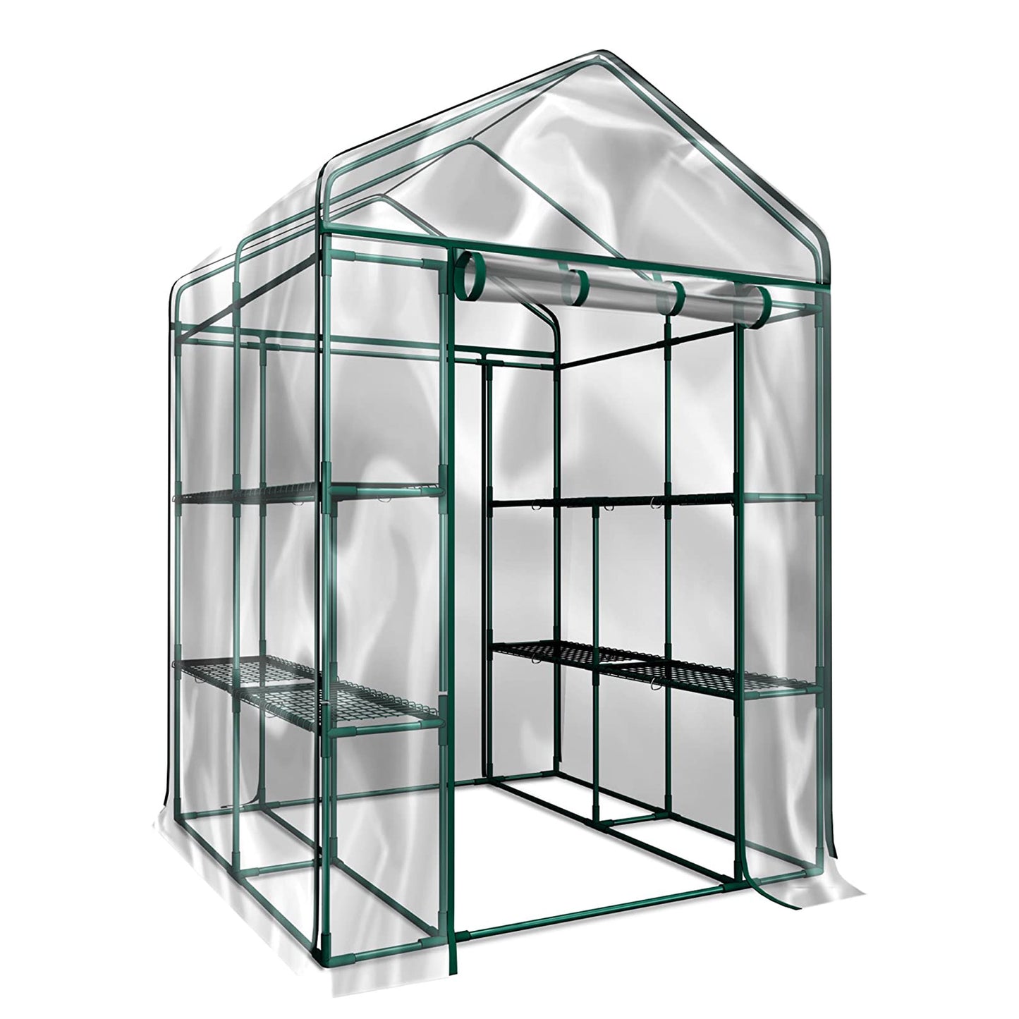 Walk-in Plant Gardening Greenhouse with 2 Tiers and 8 Shelves