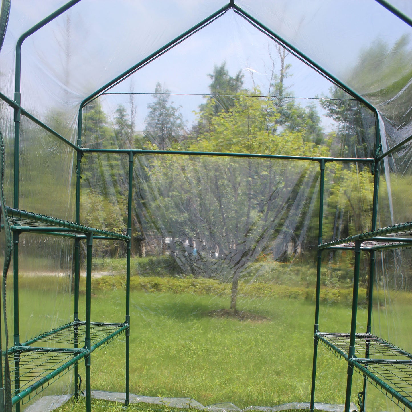 Walk-in Plant Gardening Greenhouse with 2 Tiers and 8 Shelves